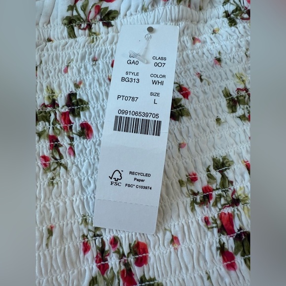 NEW J. Crew Cotton Blend Puff-sleeve Smocked Blouse Top Strawberry Floral Large - Picture 4 of 11